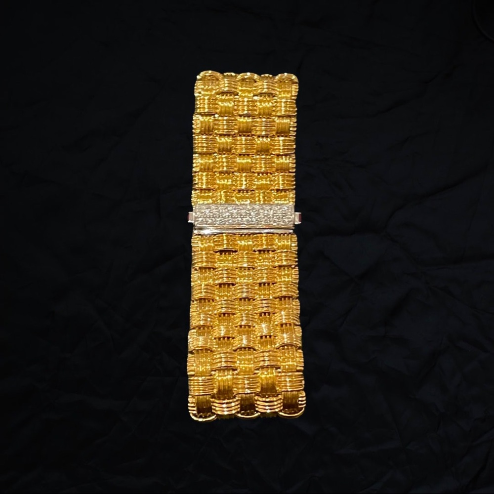 Authentic Roberto Coin 18k Gold & Diamond Pave Appassionata 5-Row Woven Bracelet - Picture 8 of 8